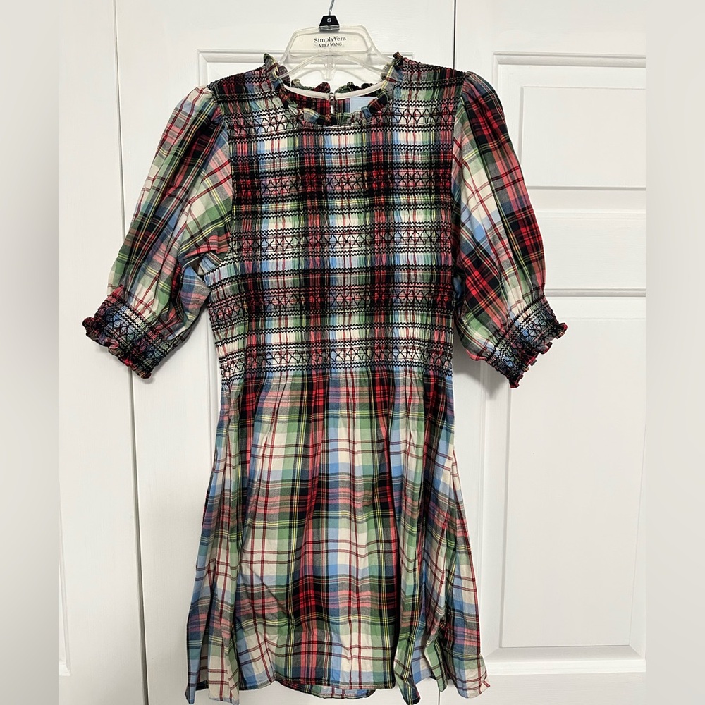 Hill House Vivi multi tartan Dress in Red and Green